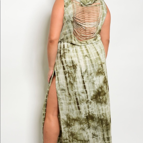 “New Listing” OLIVE TIE DYE DRESS - Picture 3 of 5